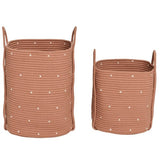 OYOY Dot Bomuldsreb Kurv 2-pack Caramel