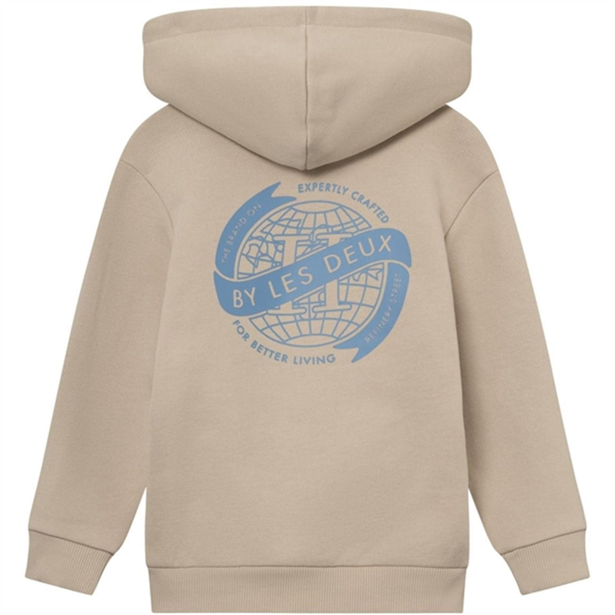 Les Deux Kids Light Desert Sand/Washed Denim Blue Globe Zipper Hoodie 4