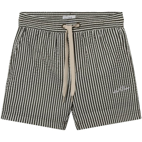Les Deux Kids Olive Night/Ivory Stan Stripe Seersucker Badeshorts