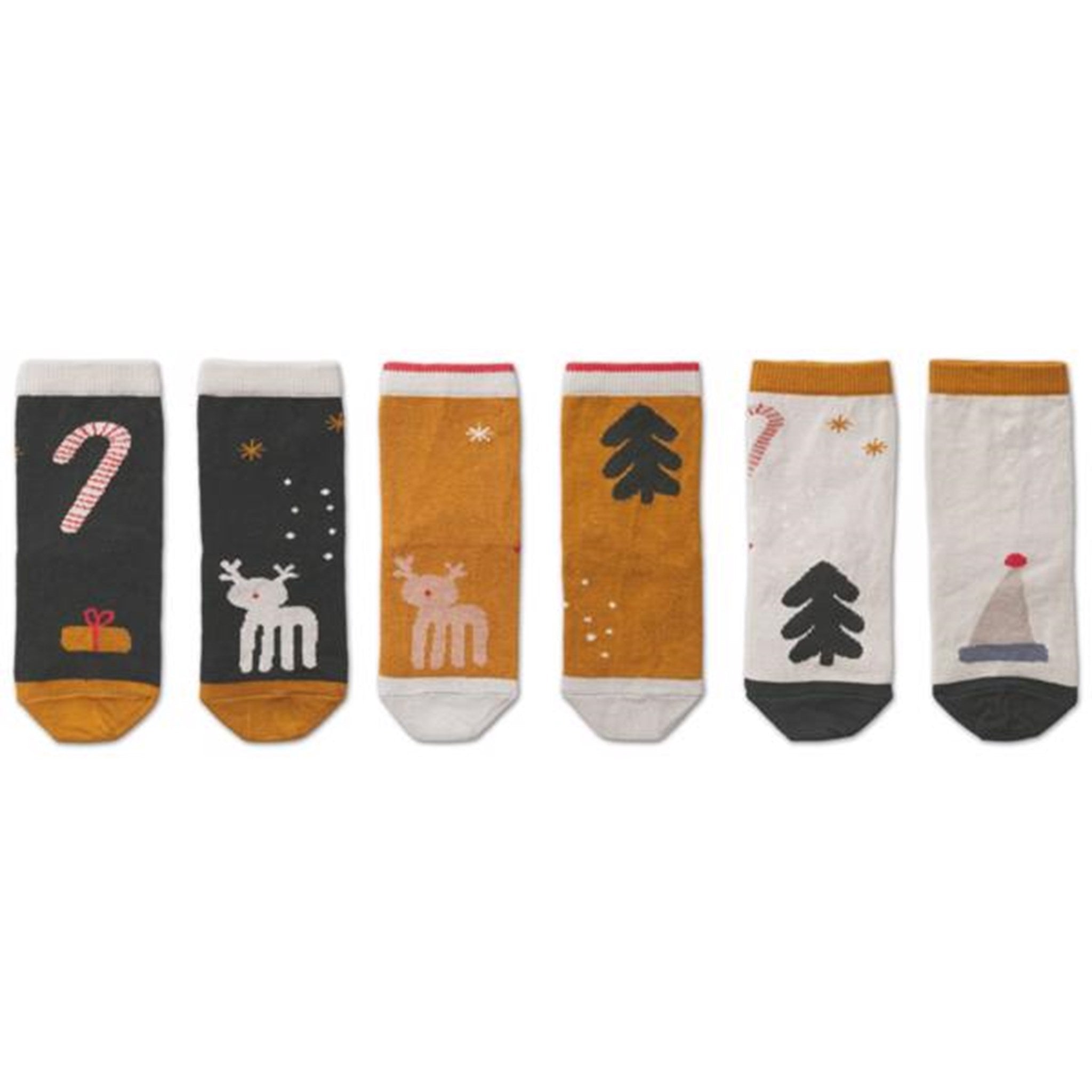 Liewood Silas Cotton Socks 3 Pack Holiday Hunter Green Multi Mix