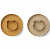 Liewood Gordon Silikon Plate 2-pack Mr Bear Golden Caramel / Oat Mix