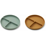 Liewood Harvey Silikon Tallrik 2-pack Peppermint/Golden Caramel Mix