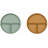 Liewood Harvey Silikon Tallrik 2-pack Peppermint/Golden Caramel Mix