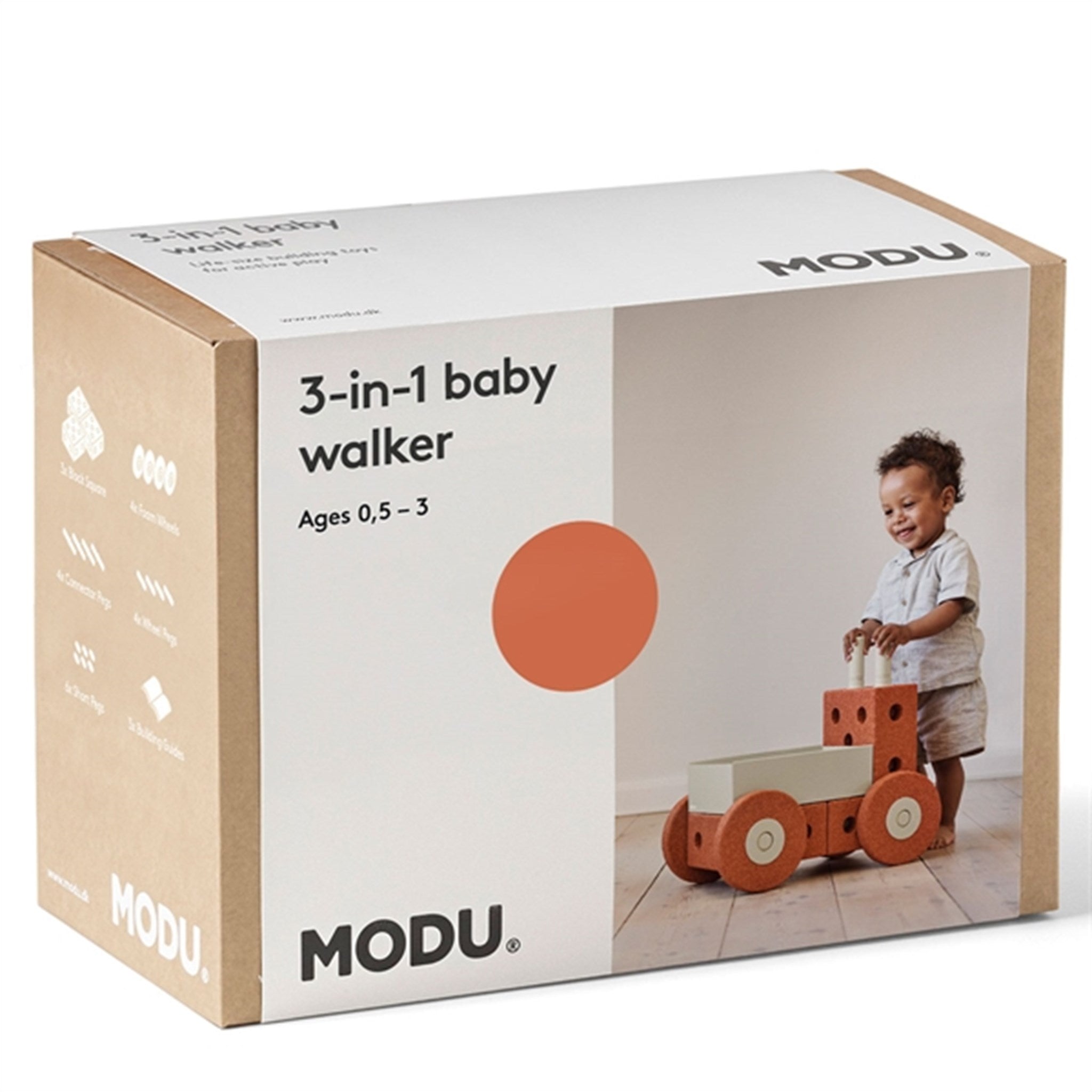 MODU 3-in-1 Baby Walker Burnt Orange/Dusty Green 6