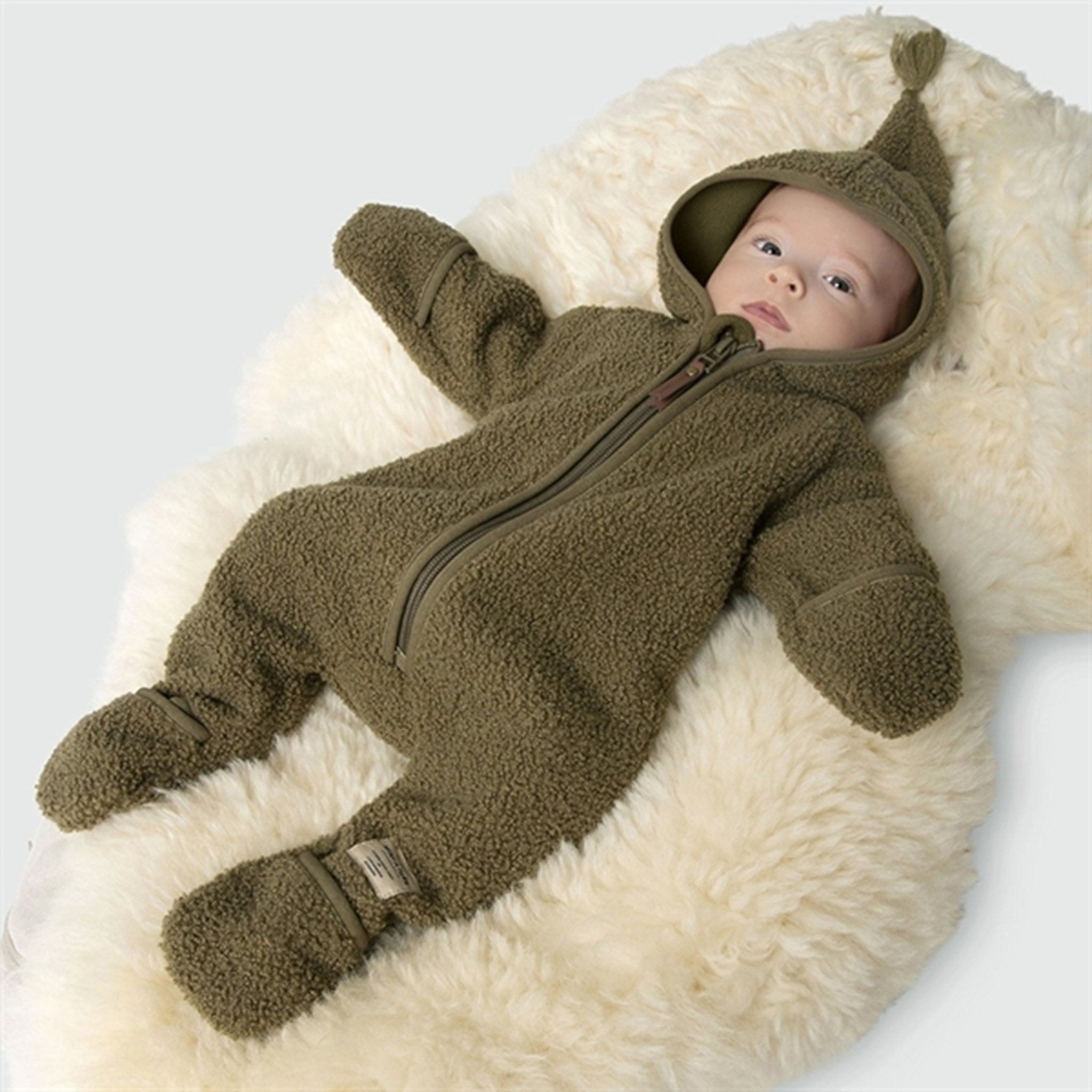 MINI A TURE Adel Teddy Fleece Overall Capers Green 4
