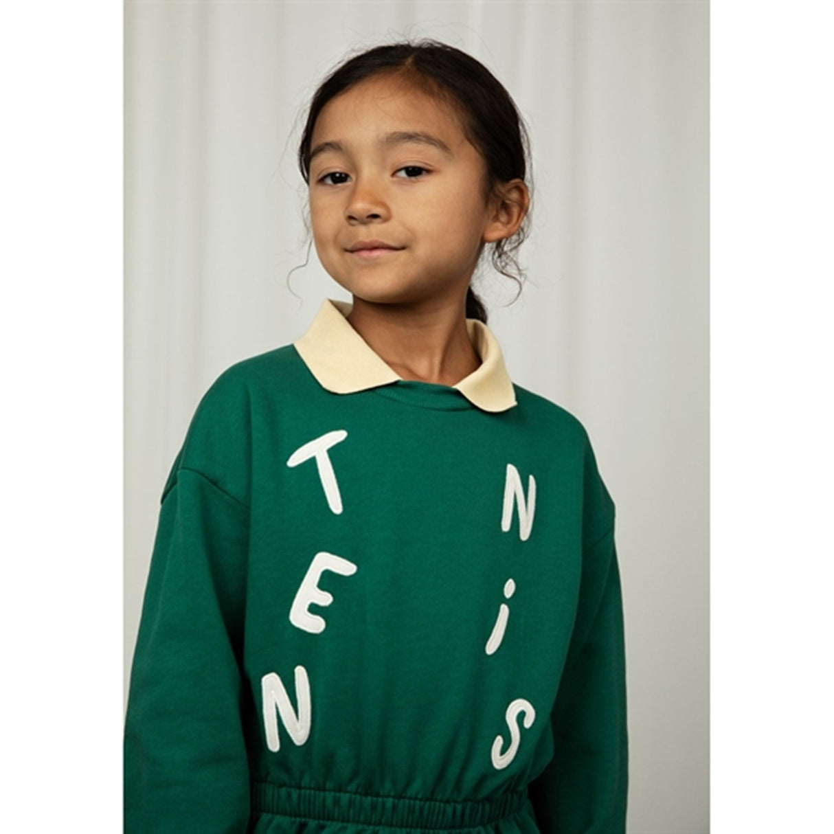 Mini Rodini Green Tennis Application Collar Sweatshirt 2