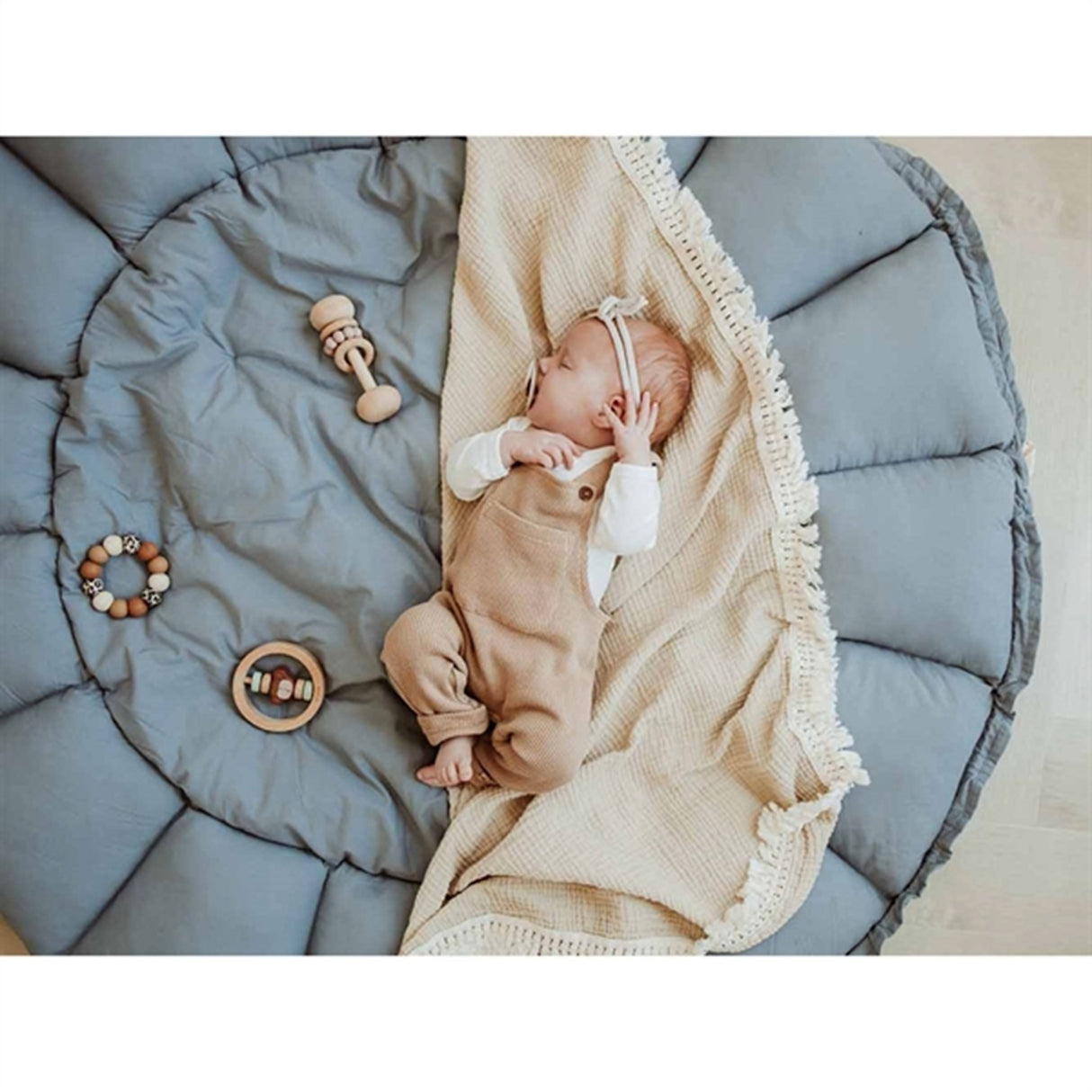 Play&Go 3-i-1 Lekmatta Organic Bloom Dusty Blue