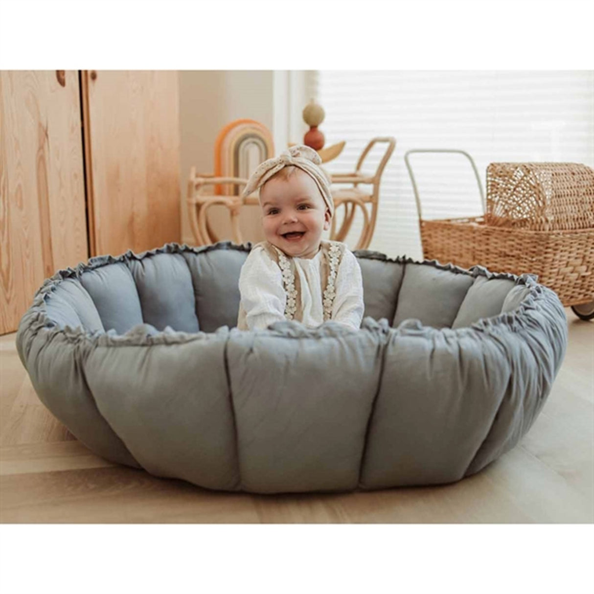 Play&Go 3-i-1 Lekmatta Organic Bloom Dusty Blue