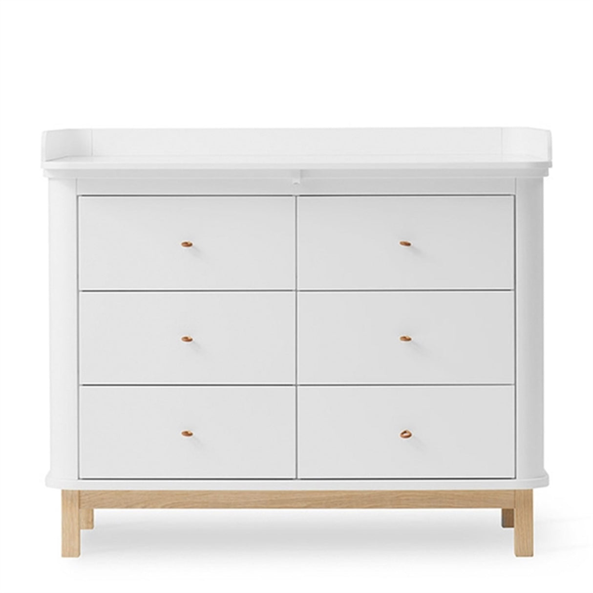 Oliver Furniture Wood Skötbyrå m. 6 Lådor Vit/Ek