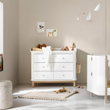 Oliver Furniture Wood Skötbyrå m. 6 Lådor Vit/Ek 4