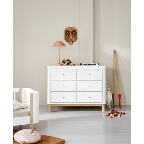 Oliver Furniture Wood Skötbyrå m. 6 Lådor Vit/Ek 2