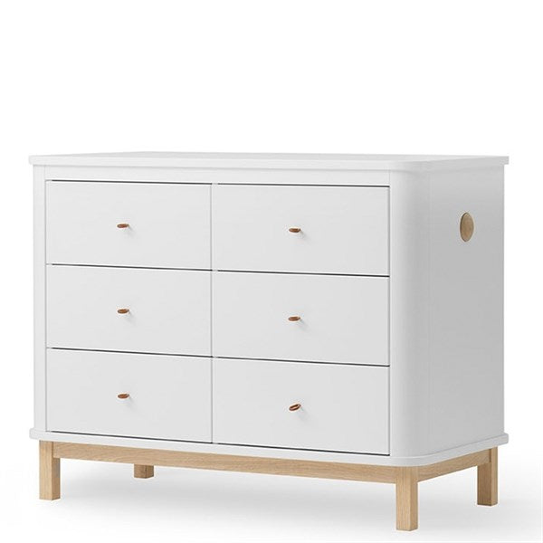 Oliver Furniture Wood Skötbyrå m. 6 Lådor Vit/Ek 5
