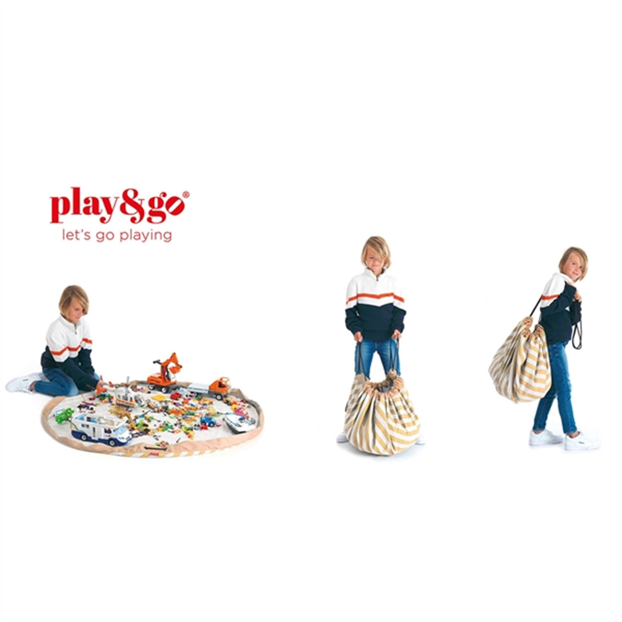 Play&Go 2-i-1 Lekmatta Stripes mustard