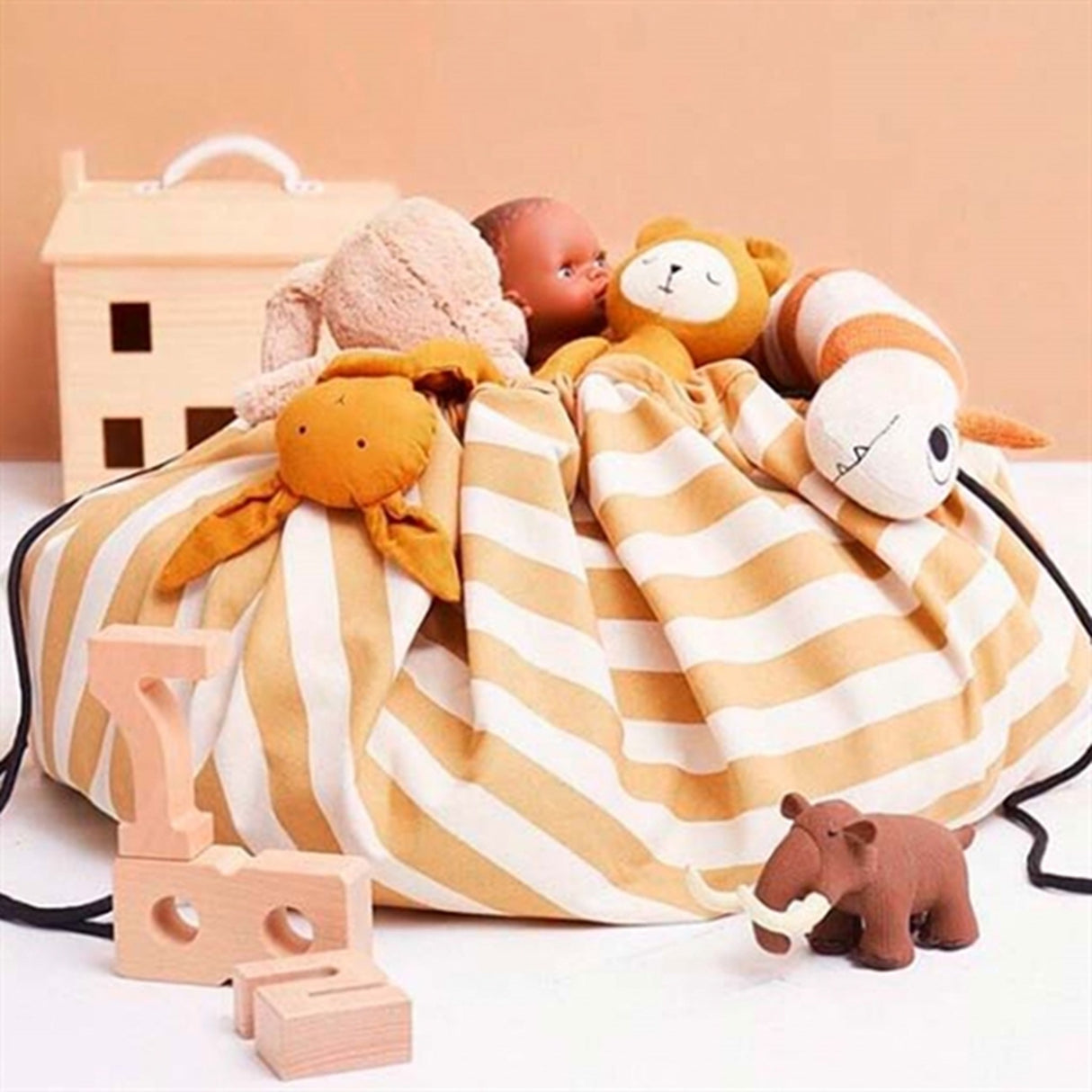 Play&Go 2-i-1 Lekmatta Stripes mustard