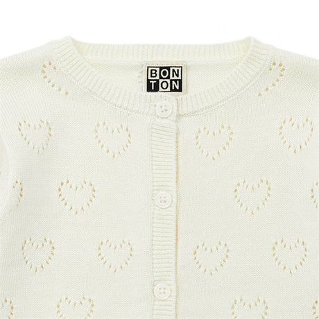 BONTON Cream Stickat Cardigan 2