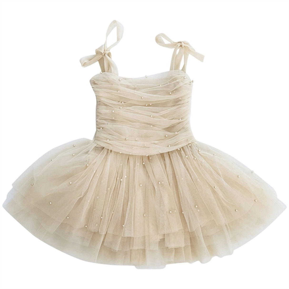 Dolly by Le Petit Tom Pearl Tulle Ballerinaskor Klänning Cream