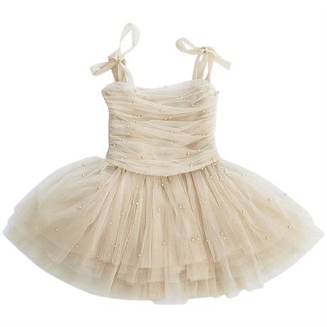 Dolly by Le Petit Tom Pearl Tulle Ballerinaskor Klänning Cream