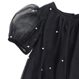 Dolly by Le Petit Tom Pearl Tulle Puff Aline Klänning Black 5