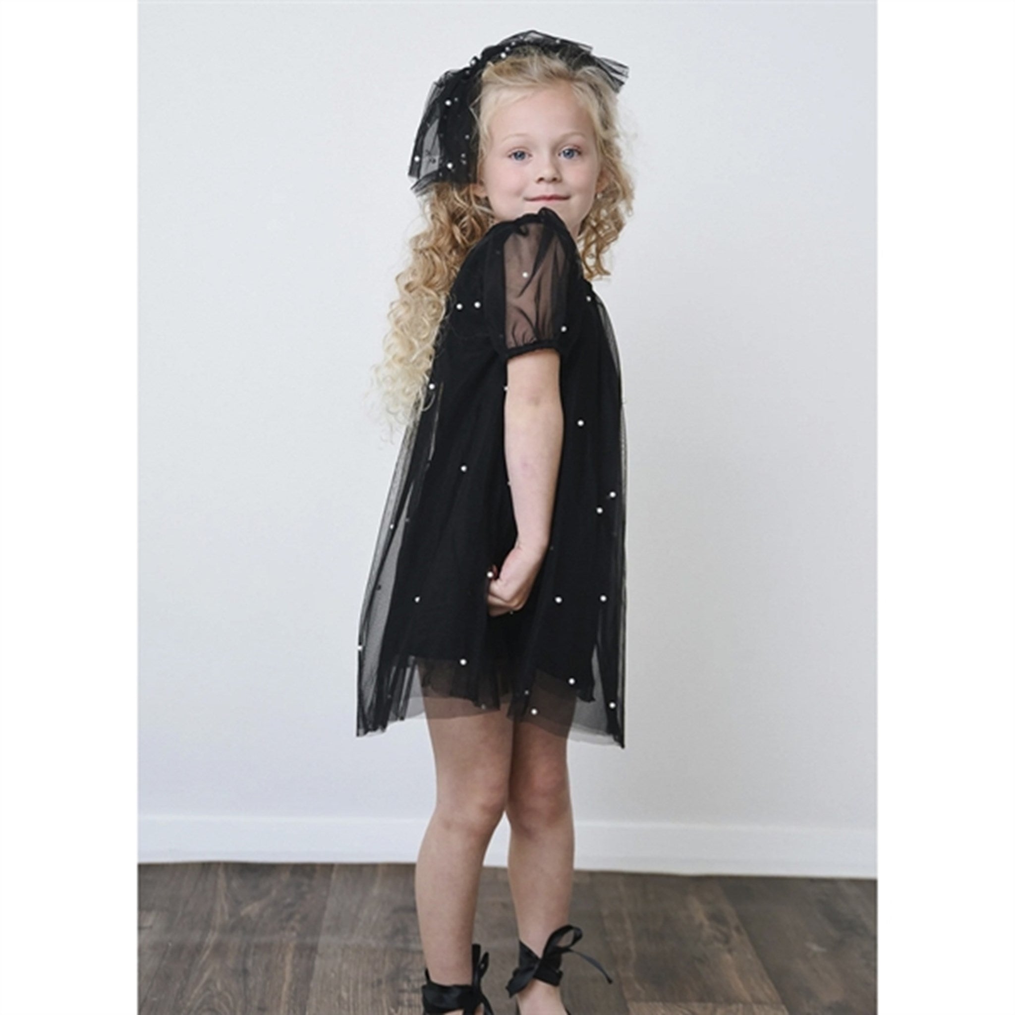 Dolly by Le Petit Tom Pearl Tulle Puff Aline Klänning Black 4