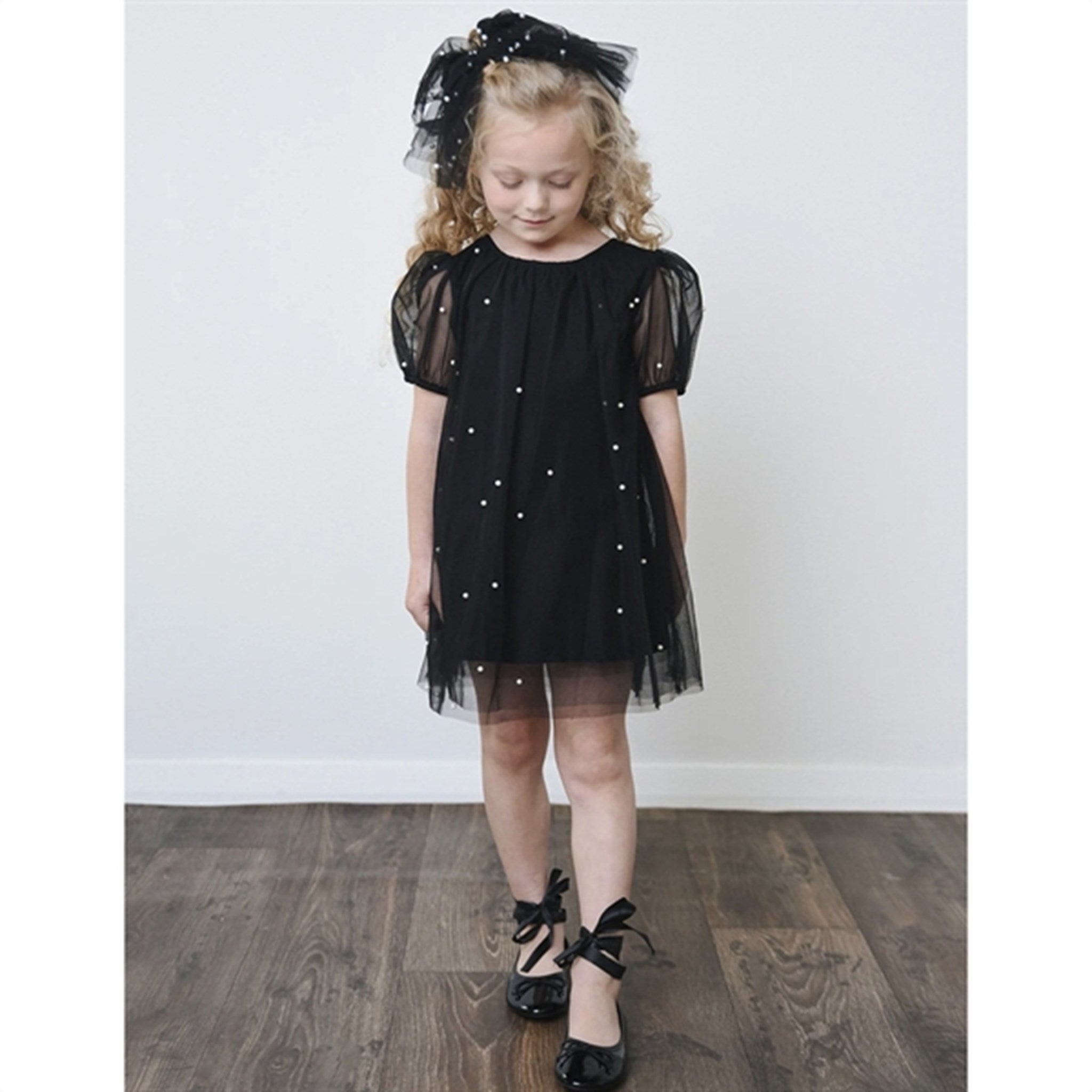 Dolly by Le Petit Tom Pearl Tulle Puff Aline Klänning Black 2