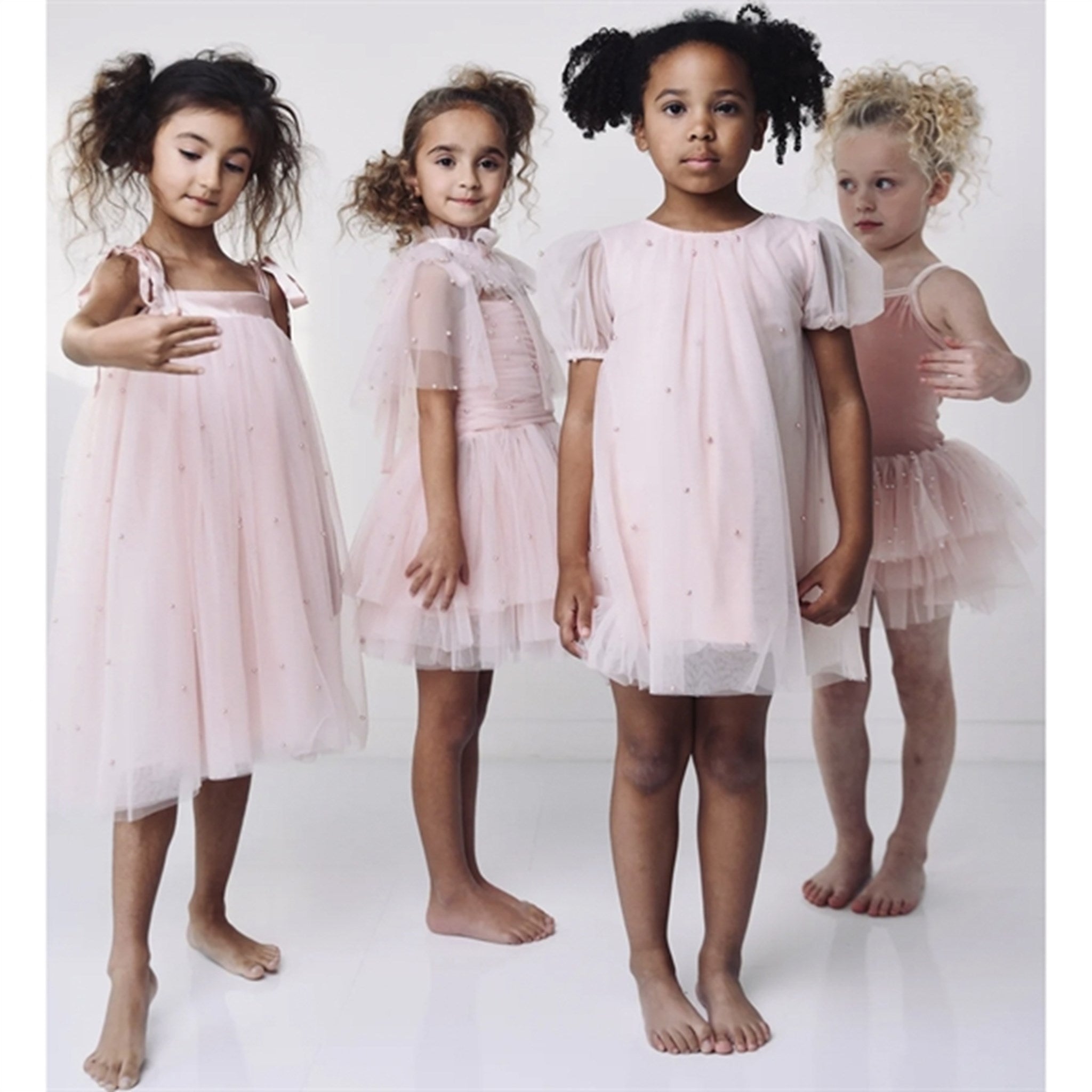 Dolly by Le Petit Tom Pearl Tulle Puff Aline Klänning Pink 3