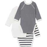 Petit Bateau Bodies ML 3 Pack White/Navy