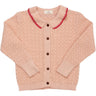 Copenhagen Colors Dusty Rose/Red Comb. Pointelle Kabelstickad Cardigan m. Krage