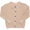 Copenhagen Colors Sand/Cream Comb. Pointelle Kabelstickad Cardigan m. Krage