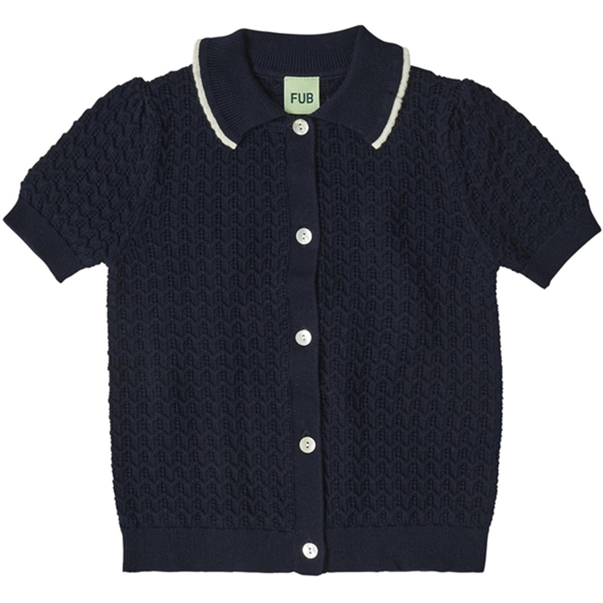 FUB Dark Navy Pointelle Pikétröja Cardigan