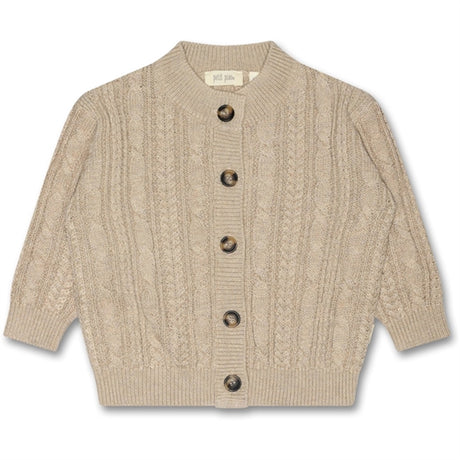 Petit Piao® Light Taupe Melange Cardigan Chunky Stickat Cabel