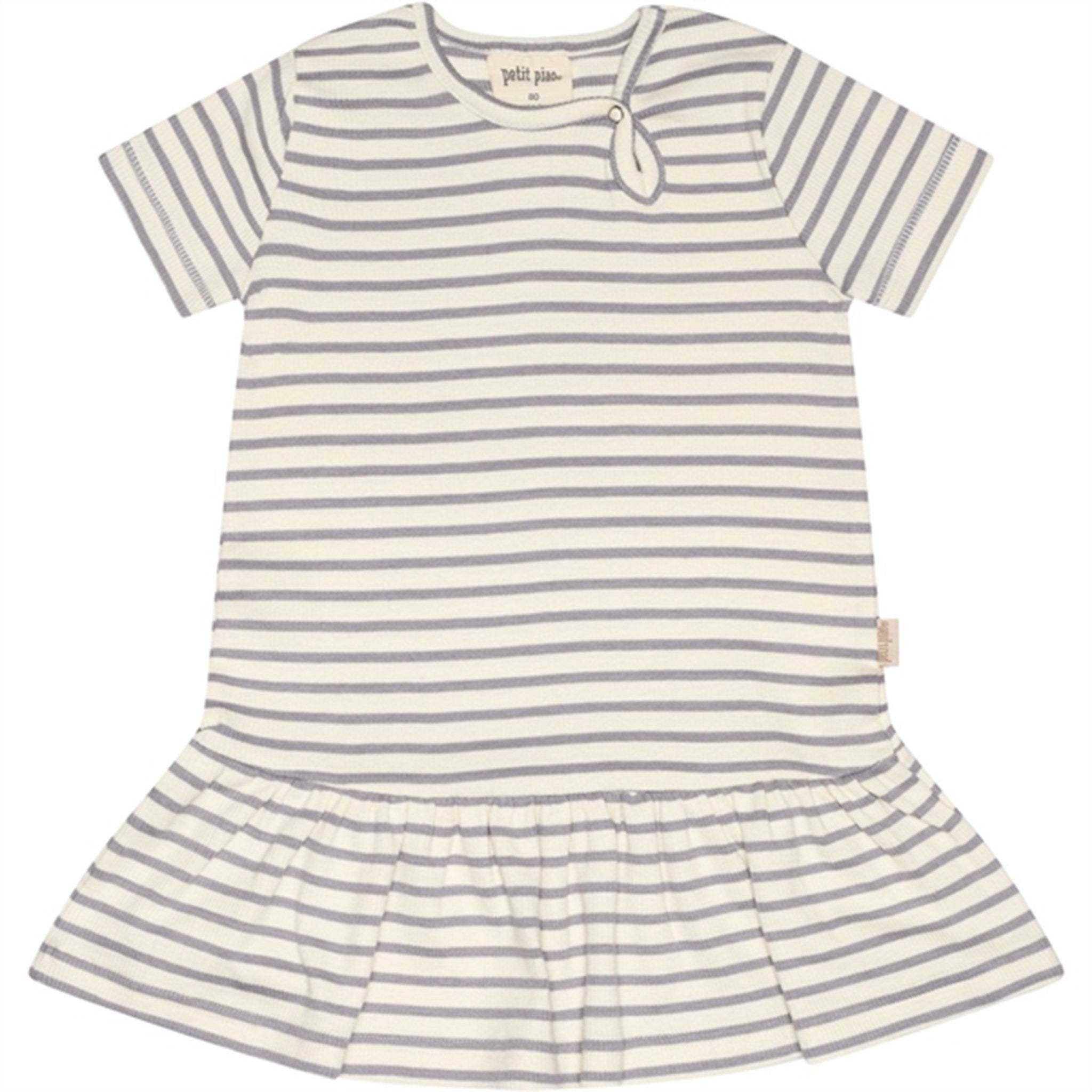 Petit Piao Dusty Lavender/Offwhite Klänning S/S Modal Striped