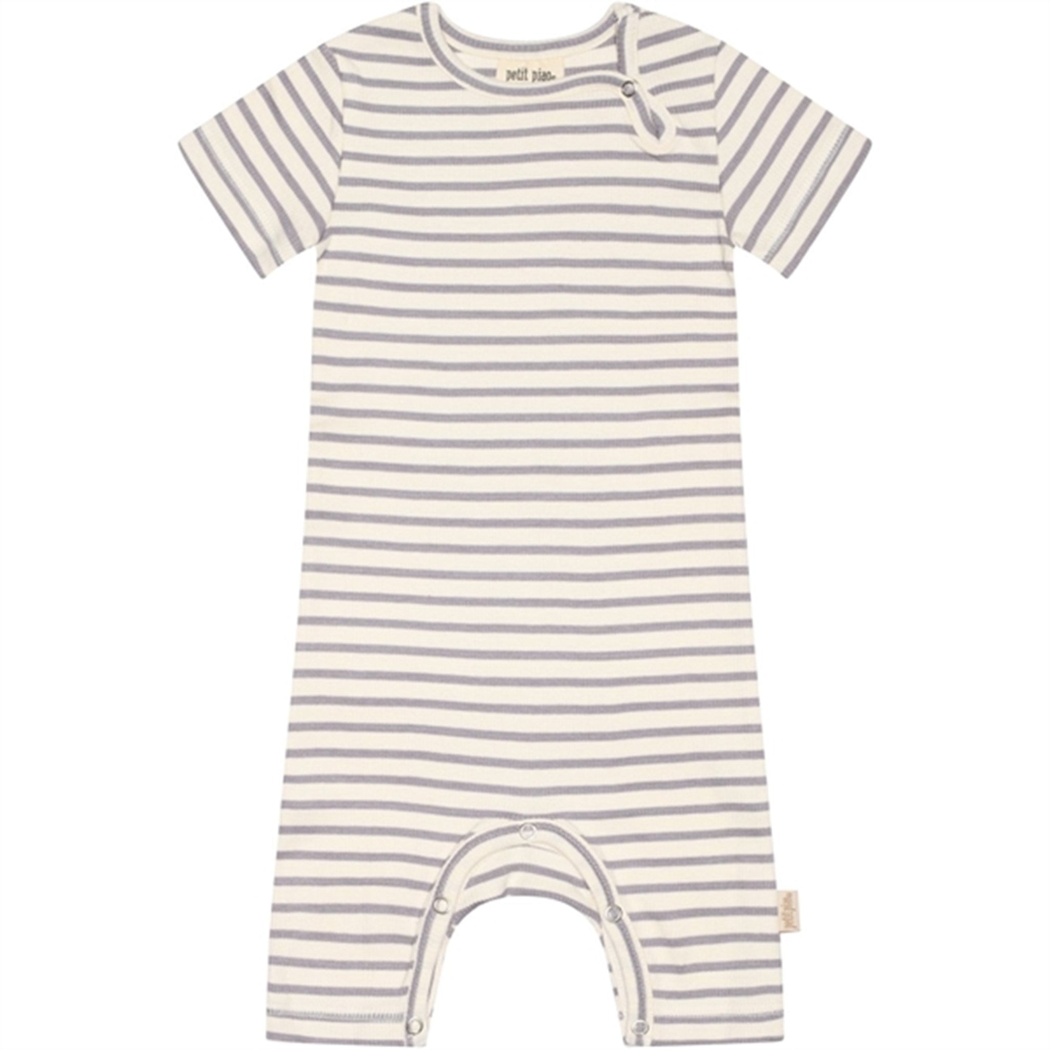 Petit Piao Dusty Lavender/Offwhite Onesies S/S Modal Striped