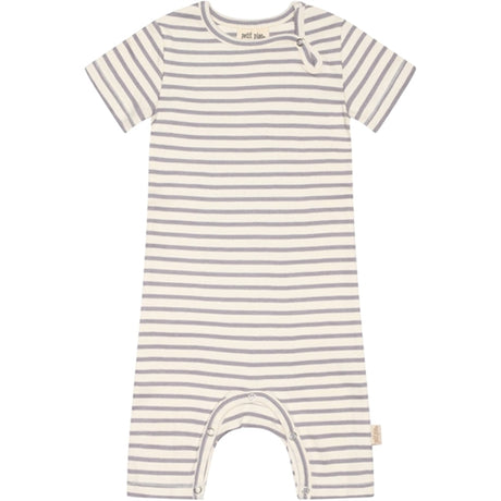 Petit Piao Dusty Lavender/Offwhite Onesies S/S Modal Striped