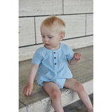 Copenhagen Colors Sky Blue W Cream Stripe Seersucker Romper m. ärmar 4