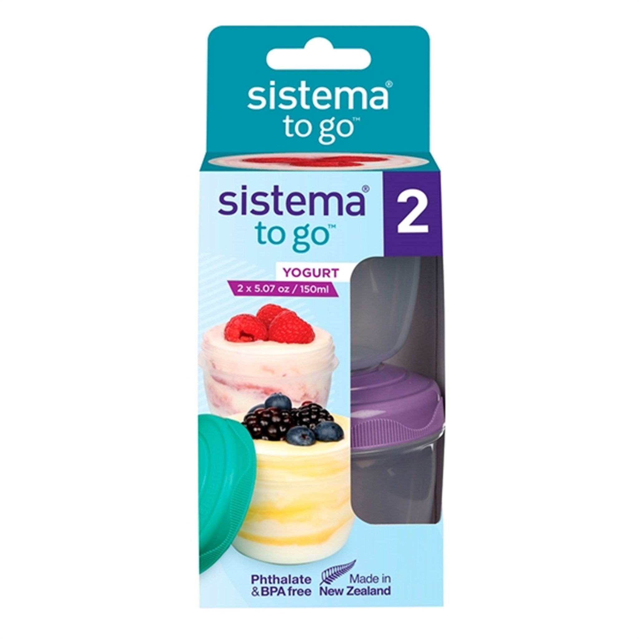 Sistema To-Go Yoghurtsbøtte 2-Pack Minty Teal / Misty Purple
