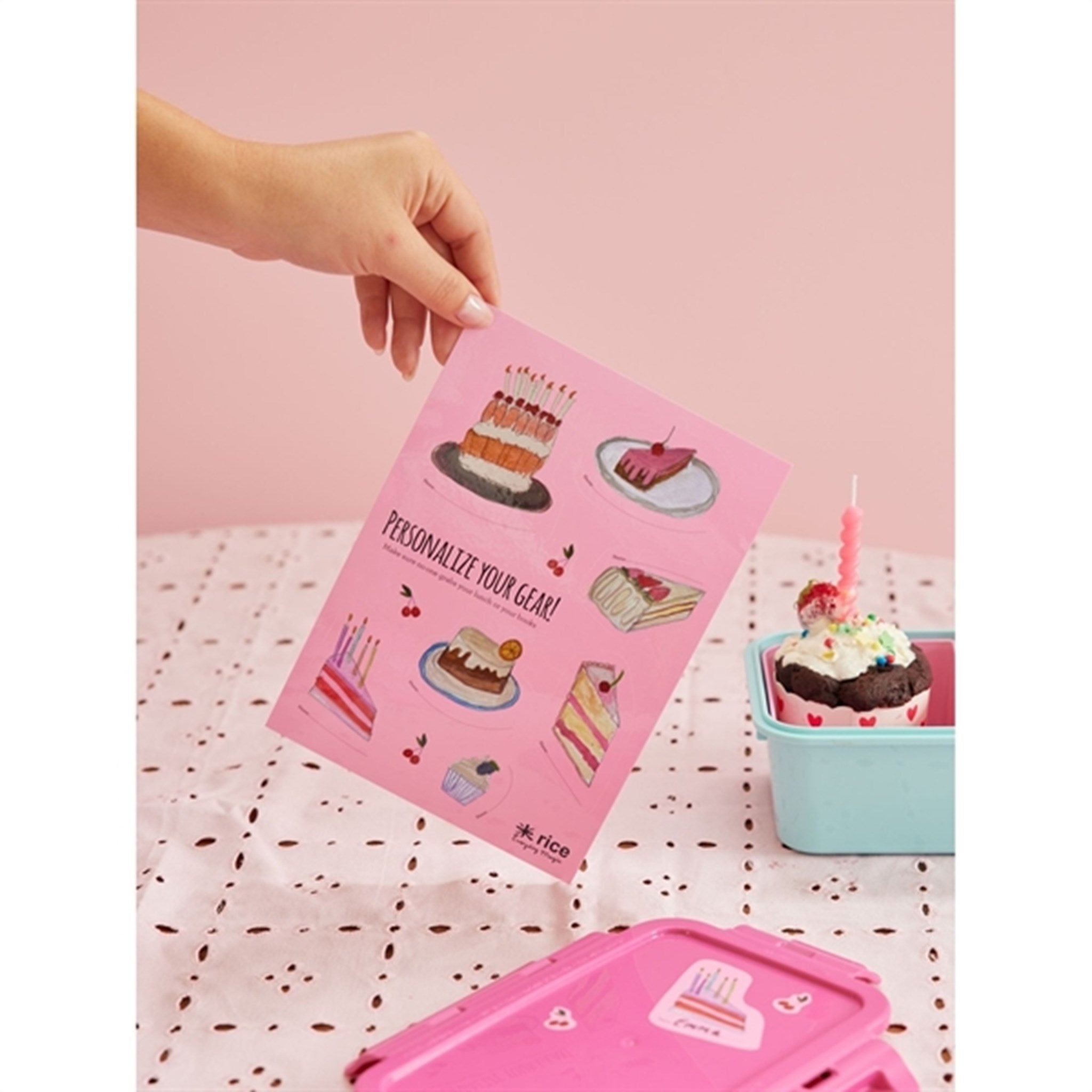 RICE Cake Theme Klistermærker til Matlåda 3