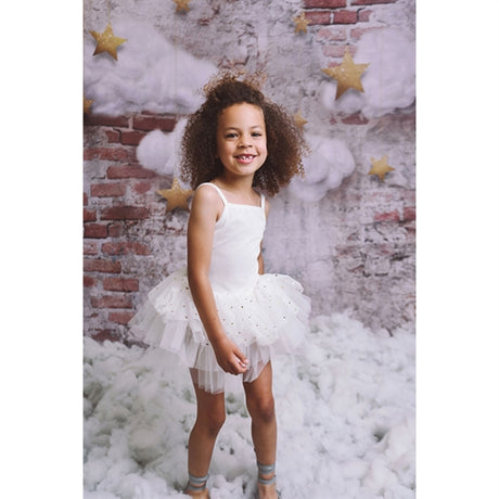 Dolly by Le Petit Tom Velvet Leotard With Tulle Tutu Klänning Off White