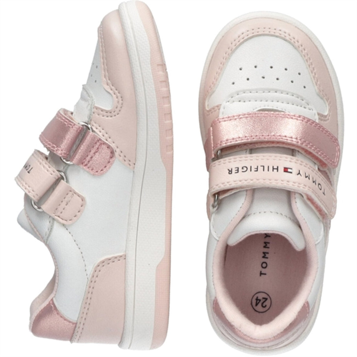 Tommy Hilfiger Low Cut Kardborreband Sneakers Pink/White