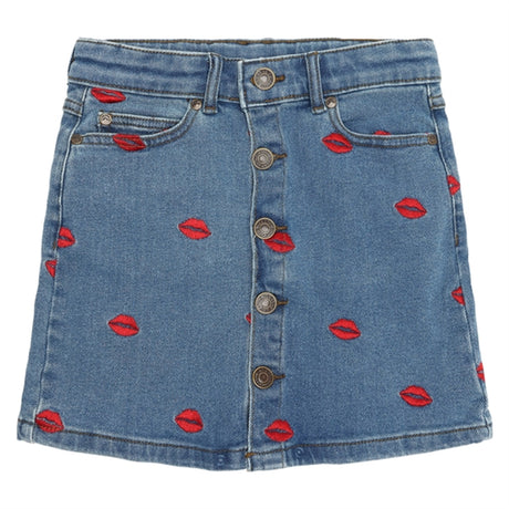 The New Medium blue Lips Denim Kjol