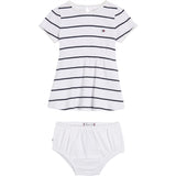 Tommy Hilfiger Bebis Striped Rib Klänning White / Desert Sky Stripe