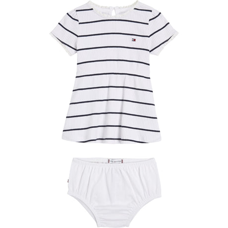 Tommy Hilfiger Bebis Striped Rib Klänning White / Desert Sky Stripe
