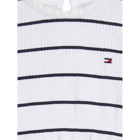 Tommy Hilfiger Bebis Striped Rib Klänning White / Desert Sky Stripe