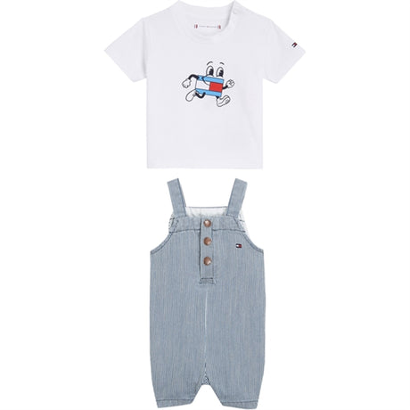 Tommy Hilfiger Bebis Striped Dungaree Set Denimstripe