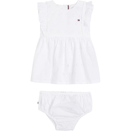 Tommy Hilfiger Bebis Broderieklänning White