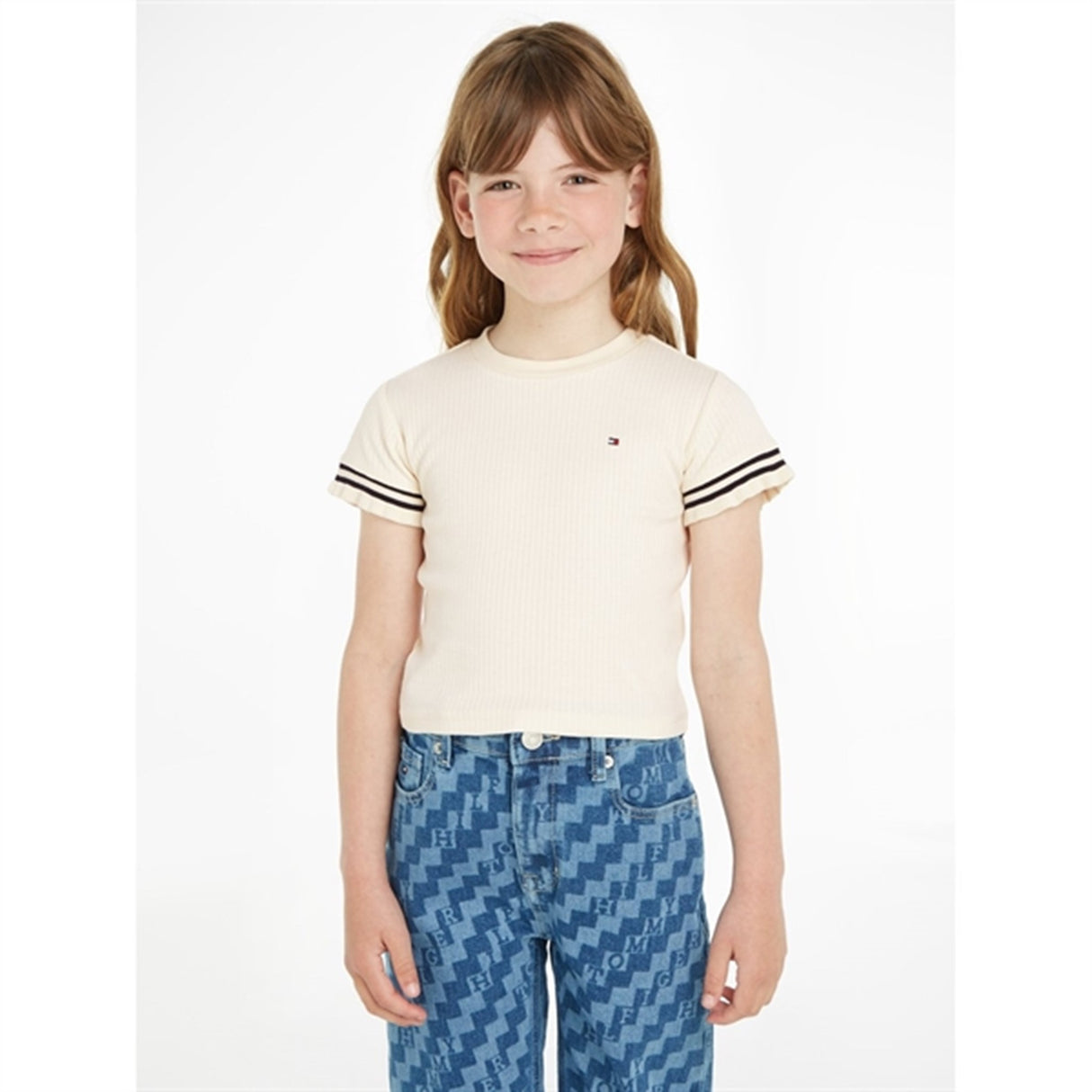 Tommy Hilfiger Ruffle Rib Stickat Topp Calico 5