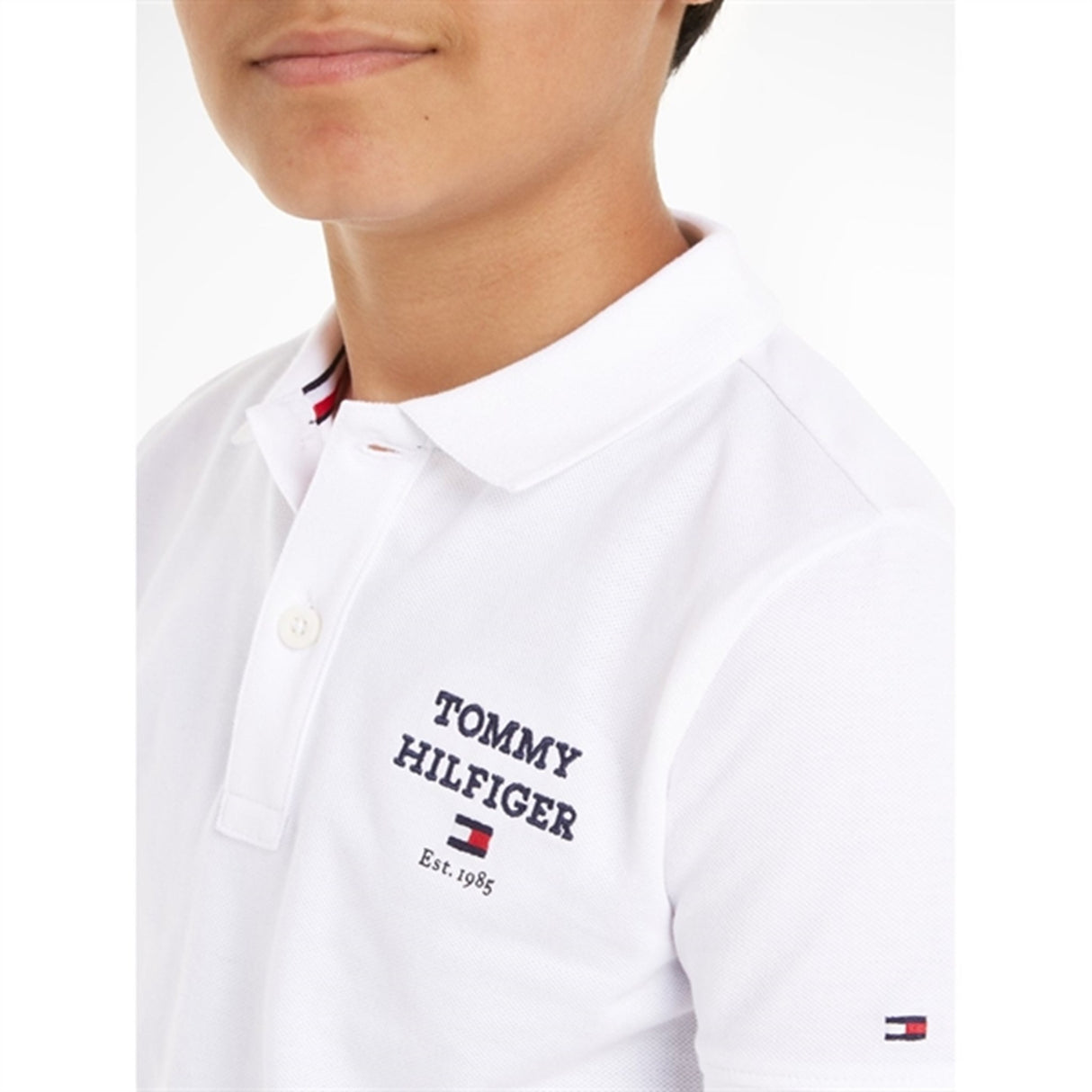 Tommy Hilfiger Th Logo Kortærmet Pikétröja White 6