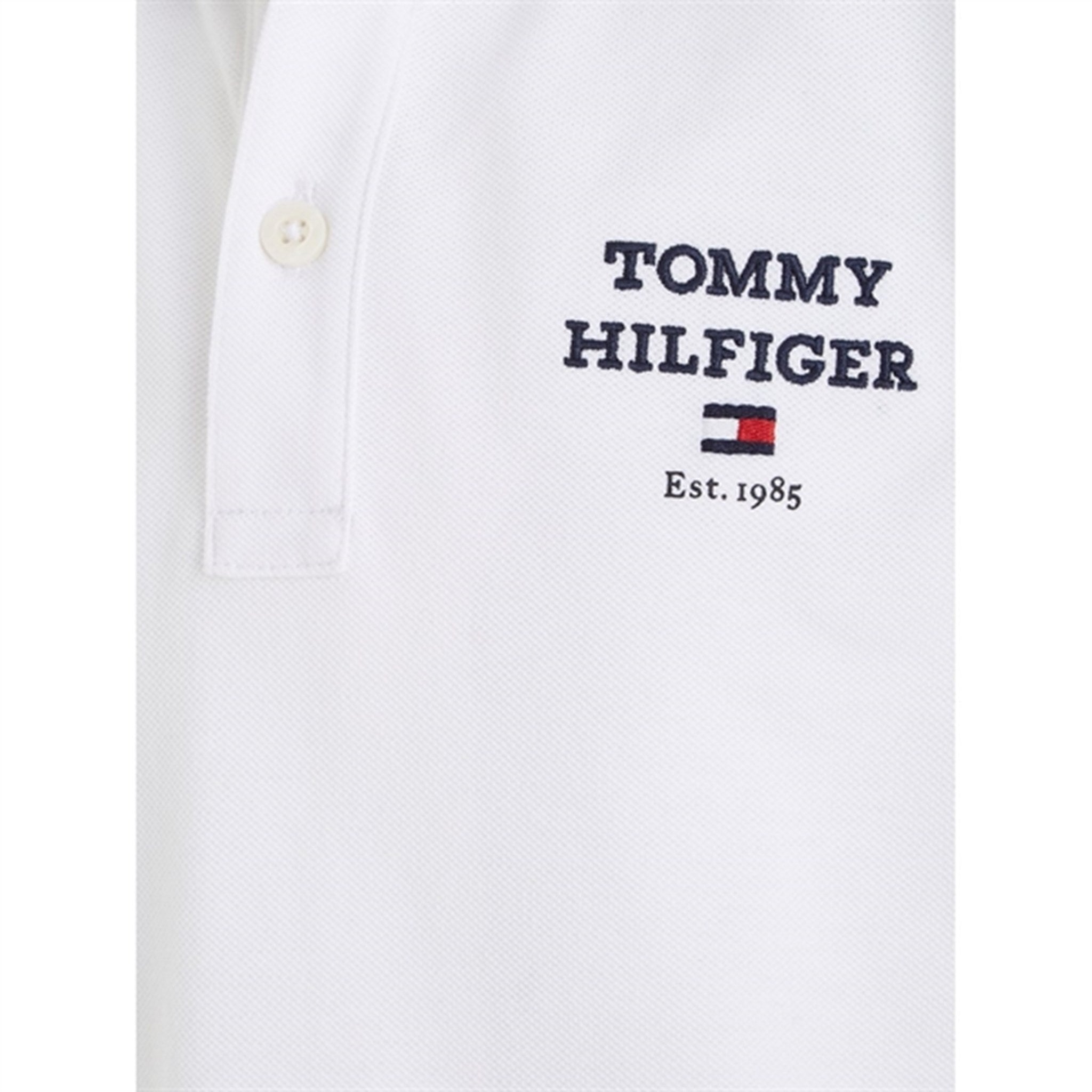 Tommy Hilfiger Th Logo Kortærmet Pikétröja White 3