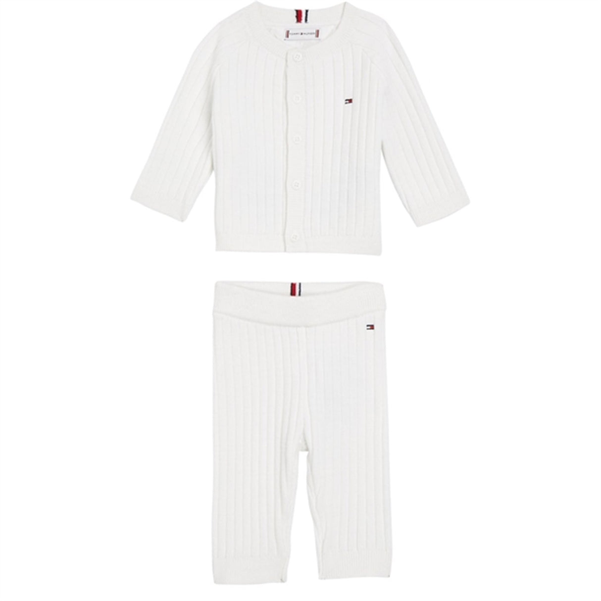 Tommy Hilfiger Bebis Rib Stickad Tröja Set Presentlåda White