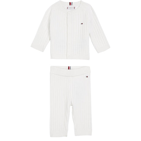 Tommy Hilfiger Bebis Rib Stickad Tröja Set Presentlåda White