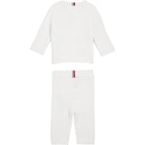 Tommy Hilfiger Bebis Rib Stickad Tröja Set Presentlåda White 2